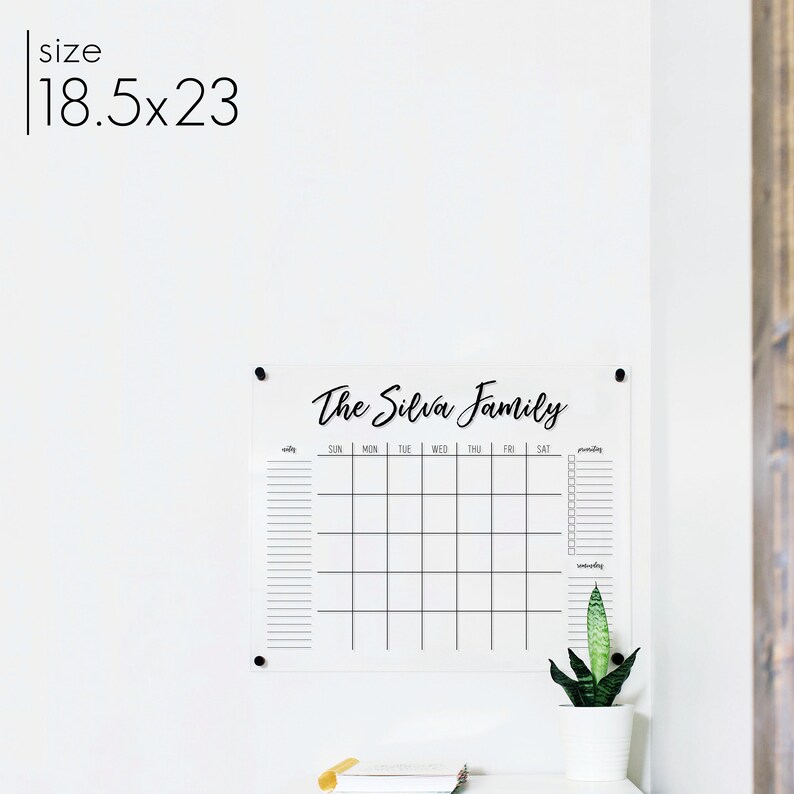 Family Wall Calendar Personalized Family Calendar Acrylic Etsy