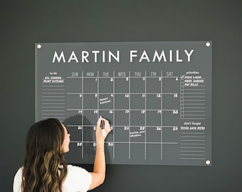 Customized Dry Erase Acrylic Calendar for Wall | Personalized Large Calendar for Wall in Home or Office | Family Dry Erase Monthly Calendar