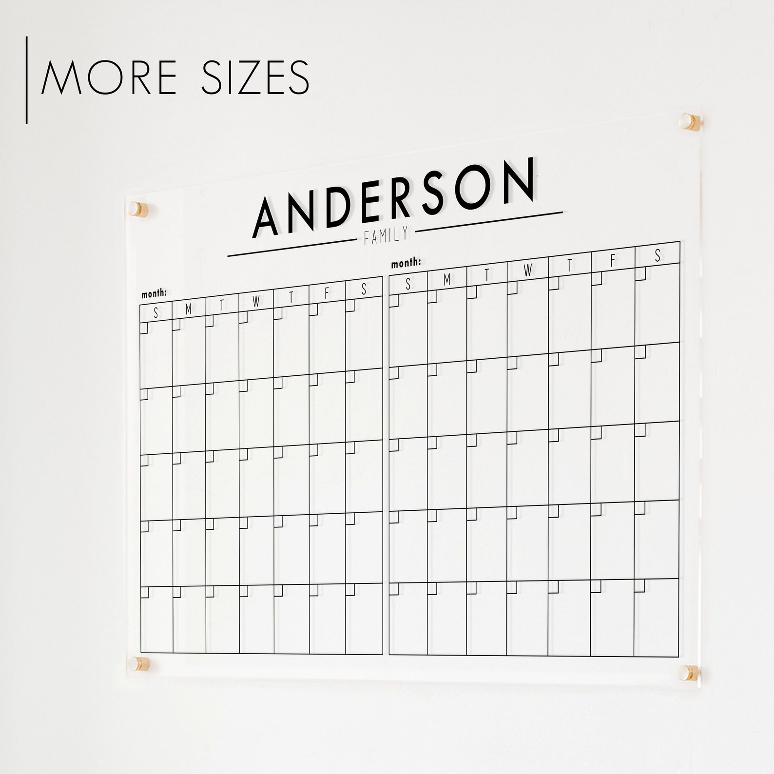 Large Two Month Clear Acrylic Dry Erase Calendar W/ Family Etsy
