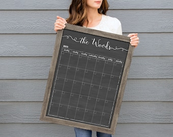 Calendar, Chalkboard Dry-erase Framed Wall Calendar, Tall calendar, Minimalist Calendar, dry-erase calendar, perpetual calendar