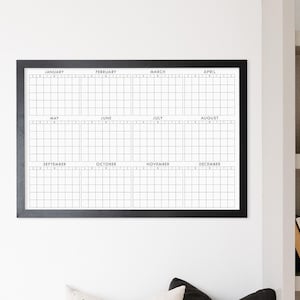 Yearly Whiteboard Calendar 36" x 24", reusable large 12 month view wall calendar, #36128