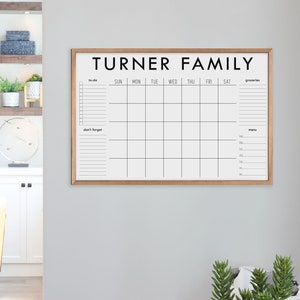 Framed Dry Erase Monthly Planner, Personalized Family Wall Calendar | Minimalist Custom Monthly Calendar Office, Kitchen or Home Decor