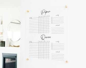 Chore Chart for Kids , Daily and Weekly Checklist for Kids , Custom Chore Chart for Family or Teens or Kids , Chore Board for 2 Kids