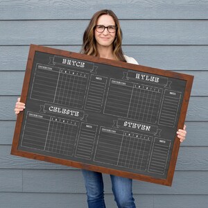 Large Kid Chore Chart , Family Chore Chart , 4 person chore chart, 4 child chore chart afbeelding 8