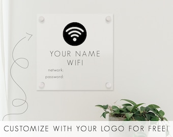 Wifi Password Sign, Custom Wifi Wall Sign for Business, Rectangular Acrylic Wifi Sign, Dry-erase Sign With Wifi Password, Rental Wifi Sign