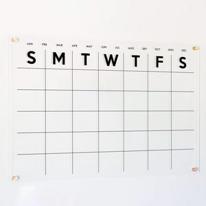 Dry Erase Acrylic Monthly Calendar, 2026 Minimalist Design, Horizontal -  #XX18/XX38