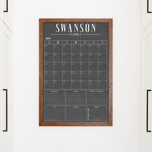 Command Center Large Chalkboard Calendar | Framed Magnetic Calendar Option