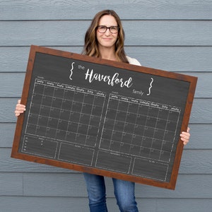 18X24 Calendar Chalkboard Dry-Erase Framed Wall Calendar | Etsy