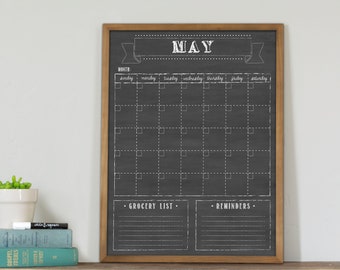 Chalkboard Calendar, Dry Erase Calendar, Optional Magnetic Calendar