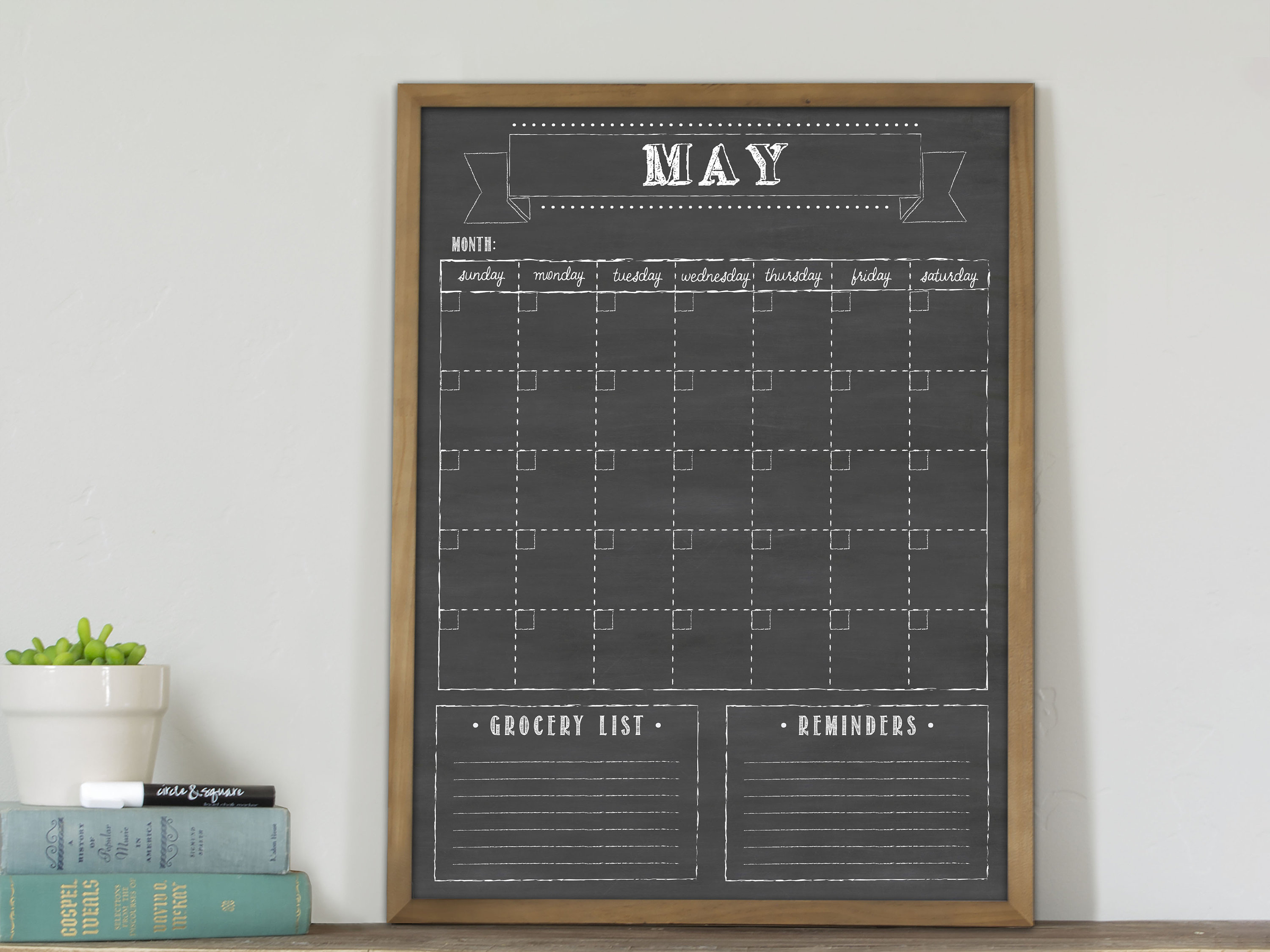 Chalkboard Calendar, Dry Erase 18x24 Calendar, Optional Magnetic