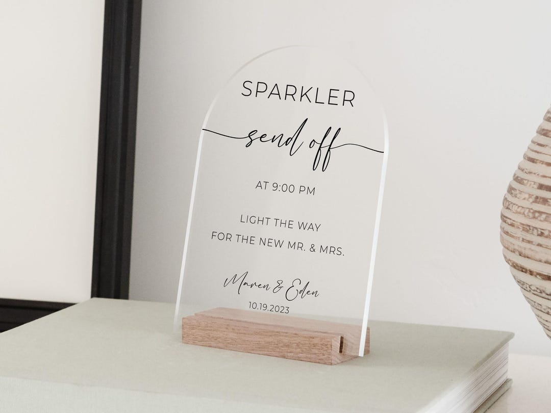 Wedding Send Off Signs Personalized Sparkler Send off Wedding Sign on Arch Acrylic | Custom ...