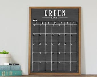 Family Calendar, Chalkboard Dry Erase Calendar Vertical