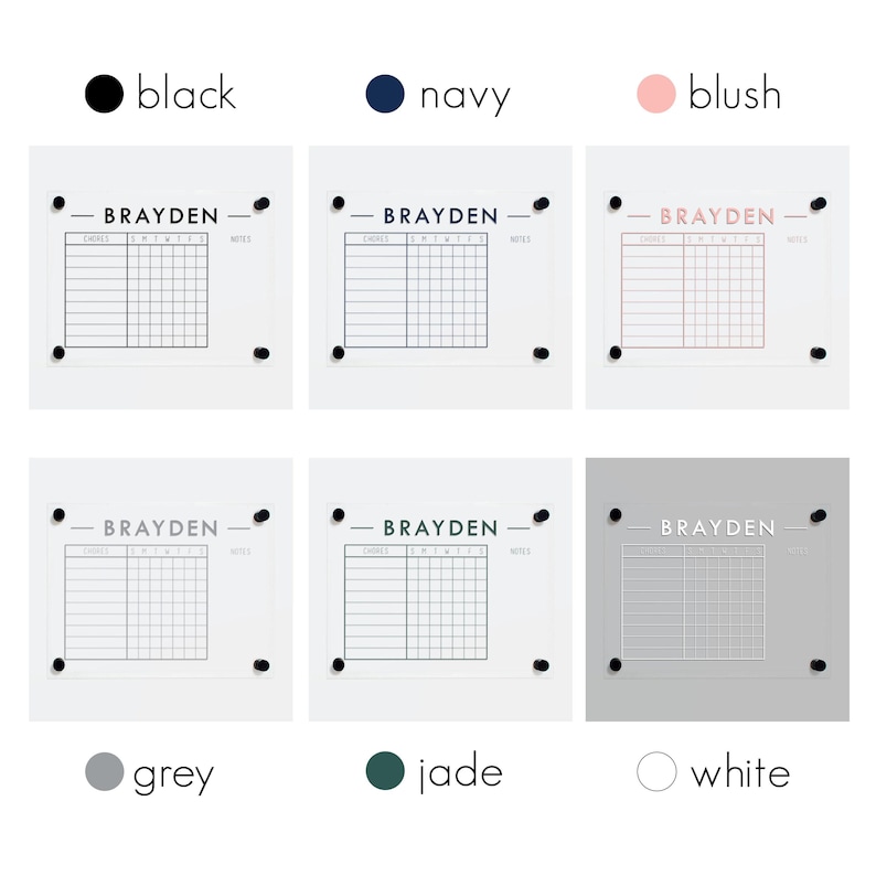 Acrylic Chore Chart for Kids, Clear Chore Chart, Personalized Dry Erase Chore Chart For Wall, Acrylic Job Chart, Floating Chores List 8" x 10" Horizontal