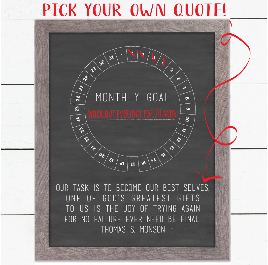 Goal Tracker Dryerase Goal Board Reusable Goal Tracker Etsy