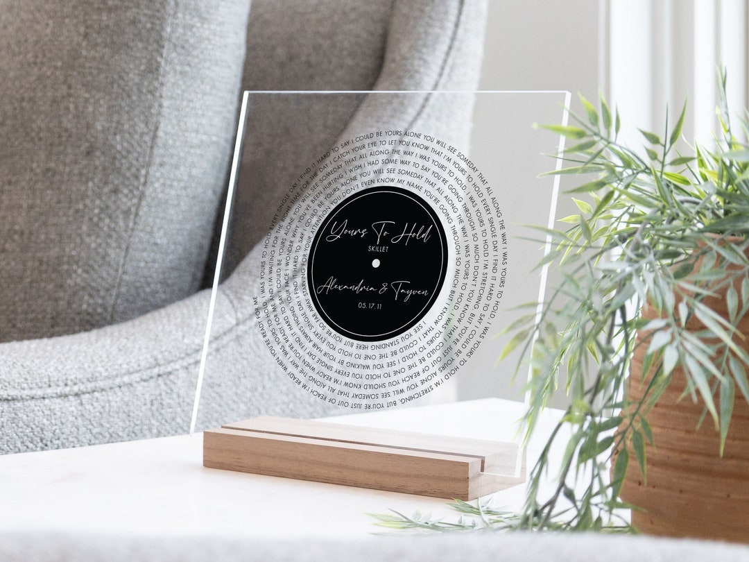 Personalized Vinyl Record Song With Lyrics on Acrylic With 