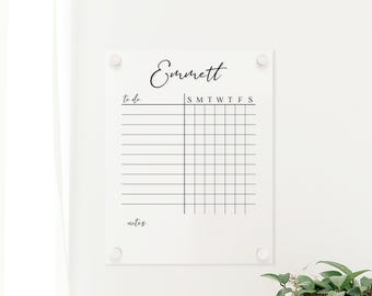Weekly School Schedule on Acrylic, Chore Chart for Kids, Teen Chore Chart, Routine Chart for Wall, Dry-Erase Weekly Chores Checklist