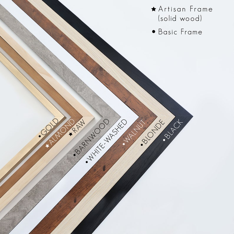 The frame color options are black, blonde, walnut, white-washed, barnwood, mocha, craft.