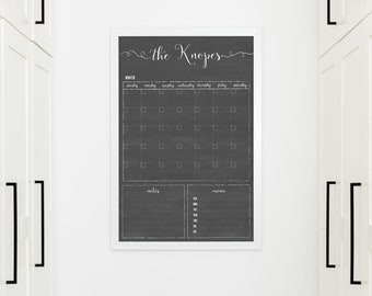 2022 Calendar, Dry Erase Personalized Chalkboard Calendar Farmhouse Style  18x24 or 24x36 Framed Wall Calendar 1804/3620 