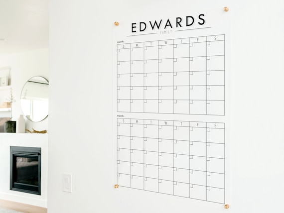 Modern Two-month Acrylic Wall Calendar, Personalized Dry Erase Wall Calendar - Etsy modern-two-month-acrylic-wall-calendar-personalized-dry-erase-wall-calendar-etsy