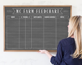Dry Erase Horse Feed Chart, Feeding Schedule for Horse Stable or Boarding, Animal Pet Feeding Chart, Breeding Chart, #36118