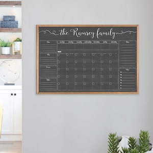 Family Wall Calendar Custom 24x36 Framed Chalkboard, Dry Erase Calendar,  Monthly Calendar for Home, Office or Classroom, Reusable 24178 