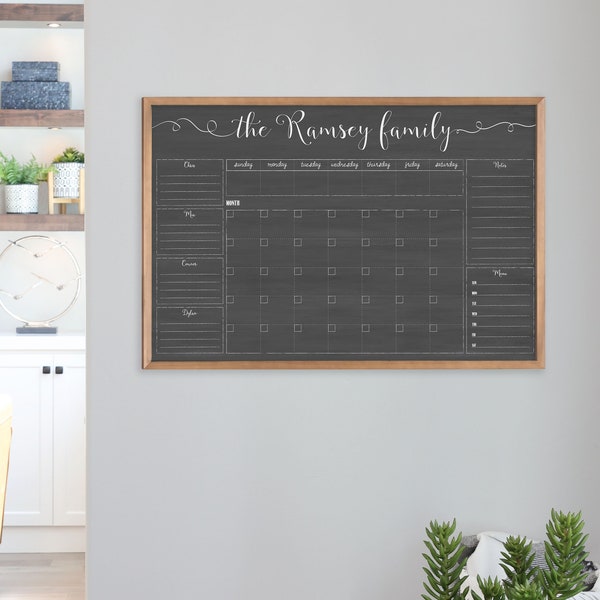 Command Center for Family, Dry Erase Chalkboard Style Command Center, Weekly and Monthly Calendar Combo, Family Center Calendar #36163
