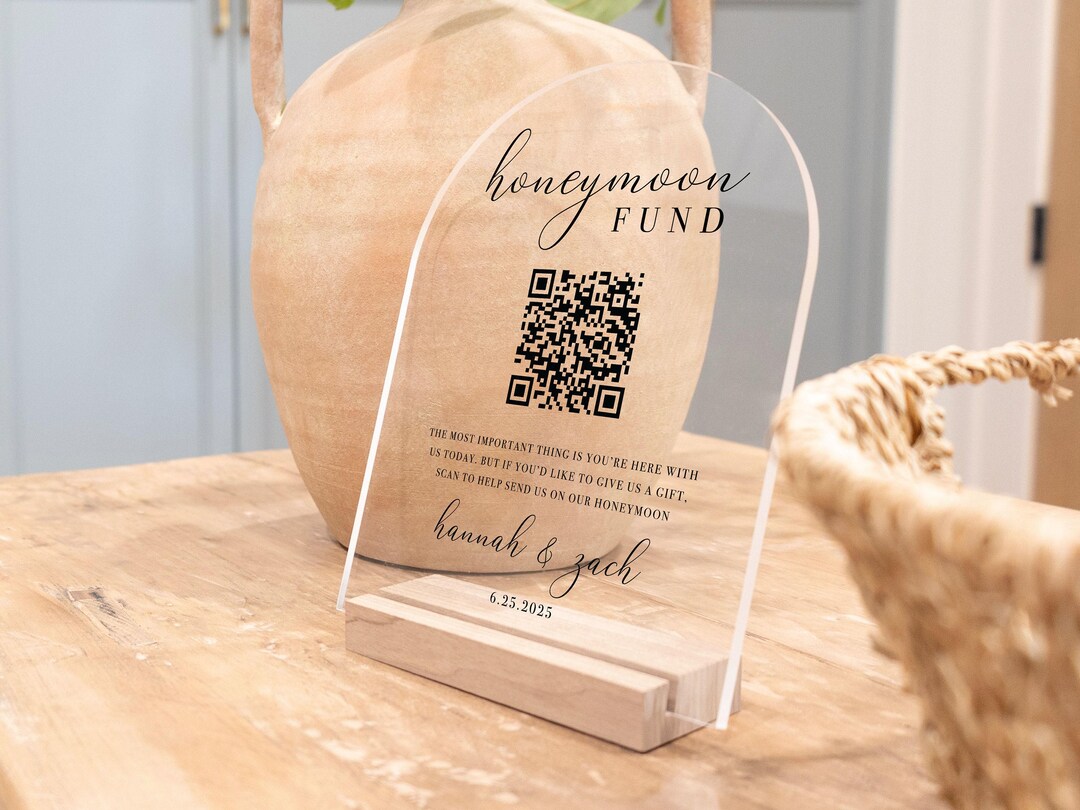 Reception Scanable Collateral Qr Code Custom QR Code Wedding Reception Acrylic Sign | Personalized Honeymoon ...