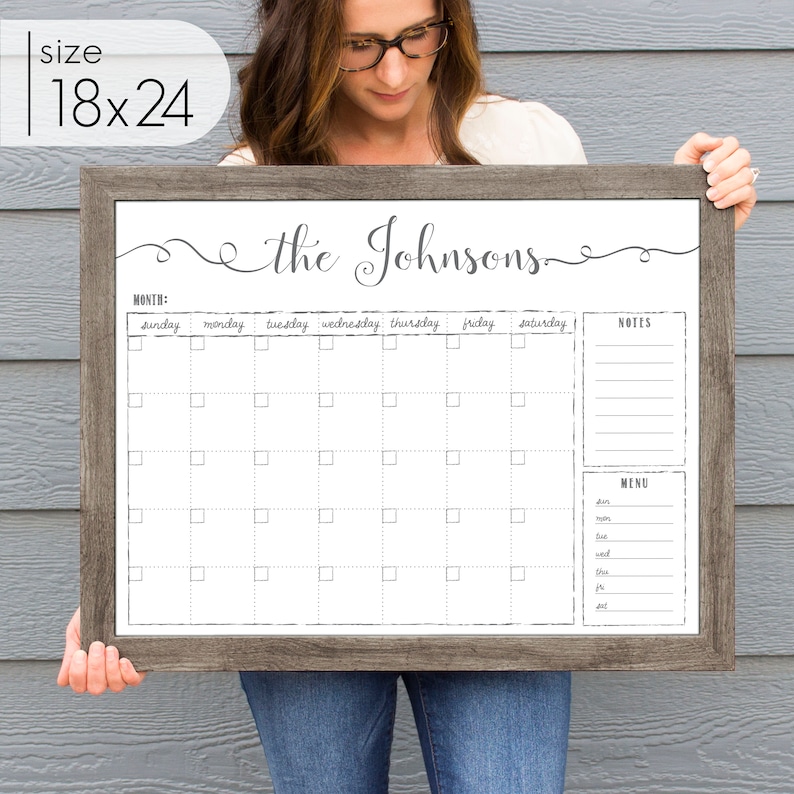 2024 Custom Whiteboard calendar, Dry Erase Farmhouse calendar, menu planner, kitchen family planner, menu board Knope image 9