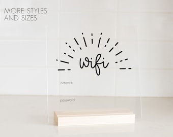 Wifi Password Sign, Acrylic Wifi Sign, Personalized and/or Dry-erase Wifi Network Sign for Guests | More Sizes & Designs Available
