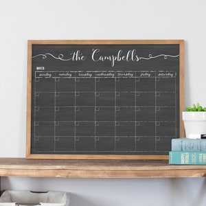 2025 Chalkboard calendar, Custom Farmhouse calendar,  framed wall calendar, dry erase reusable calendar, back to school | Knope