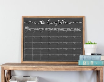 2024 Chalkboard calendar, Custom Farmhouse calendar,  framed wall calendar, dry erase reusable calendar, back to school | Knope