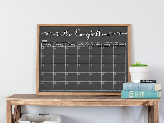 Dry Erase Chalkboard Calendar, Reusable 18x24 or 24x36 Customized Dry Erase  Wall Calendar, Chalkboard Calendar, Family Framed Calendar, 2023 calendar