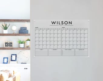 Two-Month Calendar for Wall, Command Center, Clear Acrylic Dry Erase Calendar, Family Organization Board, Personalized Family Wall Calendar