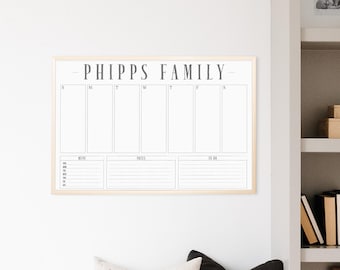 Dry Erase Weekly Calendar, Large Weekly Wall Planner, Weekly Schedule, Whiteboard Planner, Family Command Center, Weekly To Do List