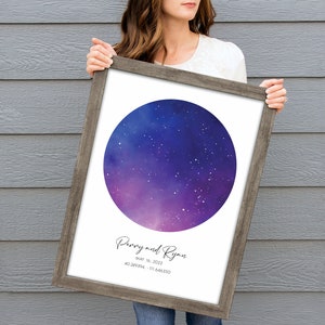 Personalized Night Sky Art Print, Star Map Framed, Anniversary Gift for Couple, Night We Met Stars, Unique Gift for Him or Her, Wedding Gift