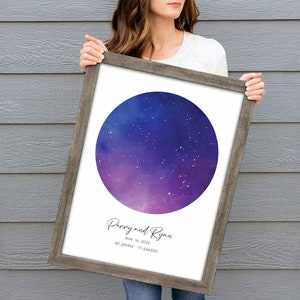 Night Sky Art Print, Gift For Him, Framed Star Map, Personalized Anniversary Gift for Couple, The Night We Met Stars Map, Wedding Gift