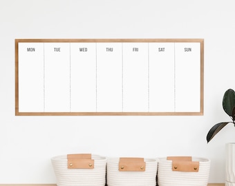 Weekly Calendar Dry Erase Weekly Whiteboard Framed Calendar in Large or Small Option