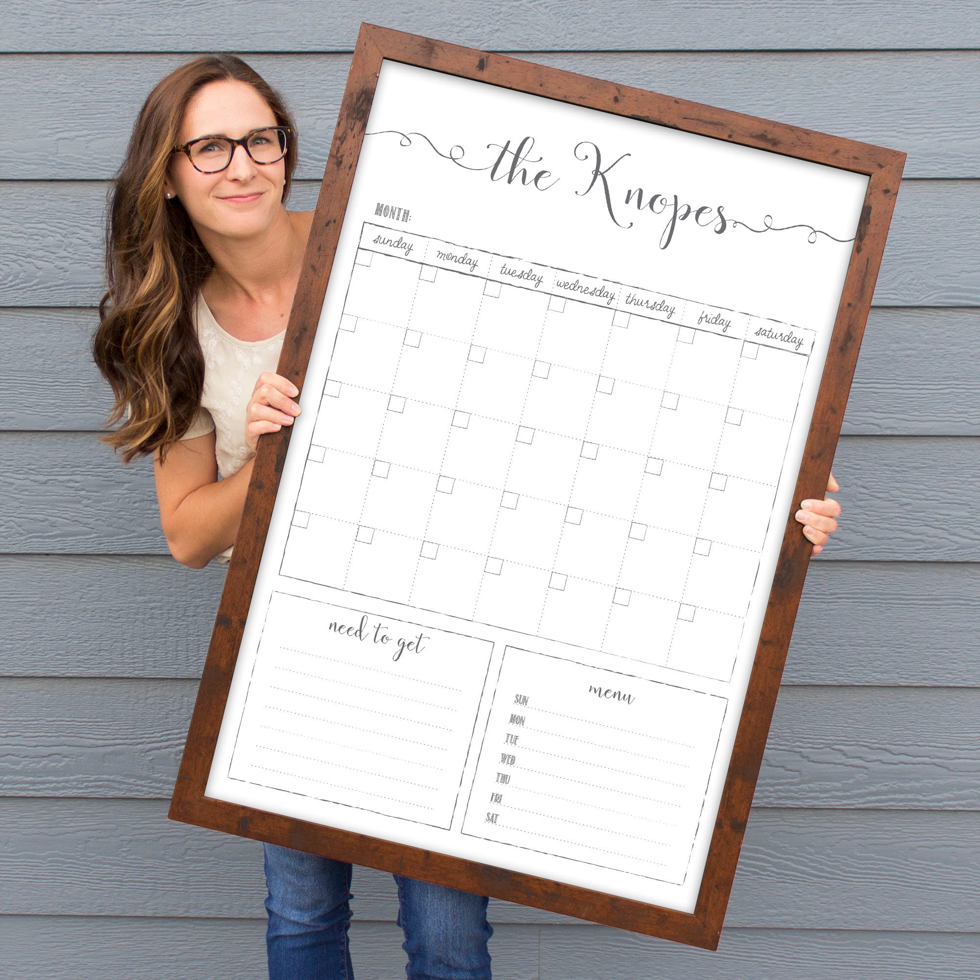 family-wall-calendar-custom-24x36-framed-whiteboard-dry-etsy