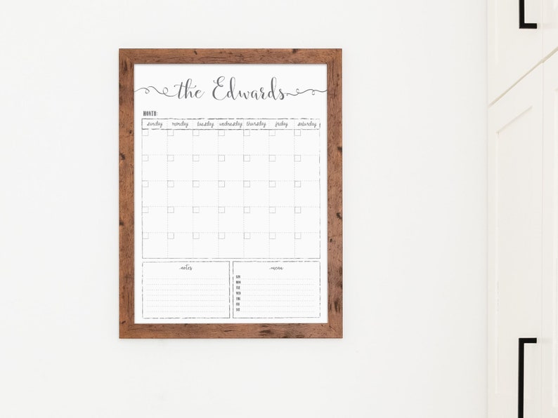 Dry Erase Whiteboard Calendar Personalized and Framed for Wall Knope image 1