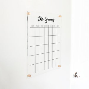Personalized Acrylic Wall Calendar, Custom Dry Erase Large Calendar - standoff floating calendar, Modern, personalized gift -  #XX22