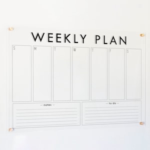 Dry-Erase Weekly Acrylic Wall Calendar - Multiple Sizes Available