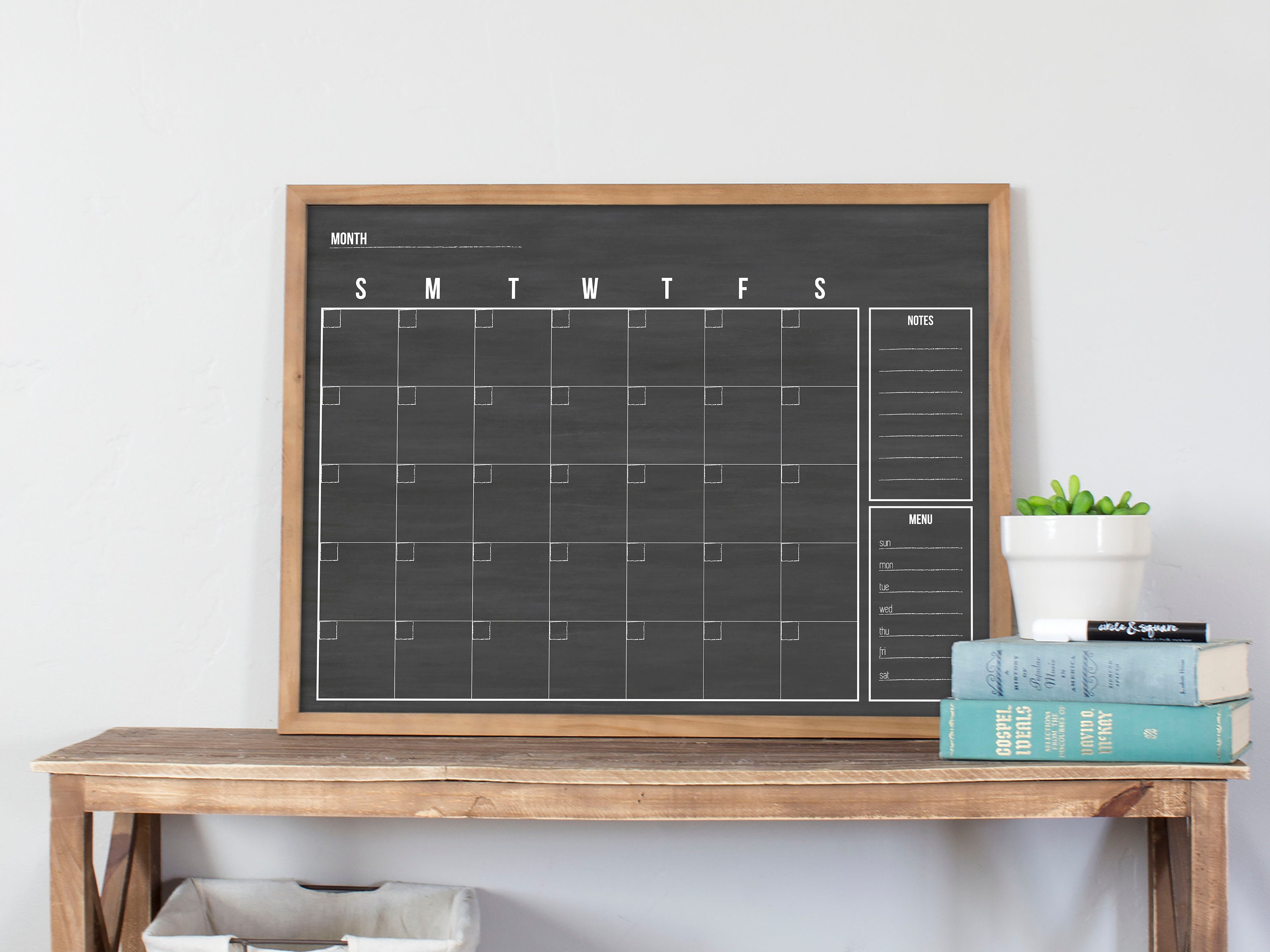 Magnetic Wall Chalkboard Monthly Calendar, Rustic Wood Frame Large  Chalkboard Calendar, 24 x 30, Wall Mount, with Chalk Marker & Magnets, by  Better
