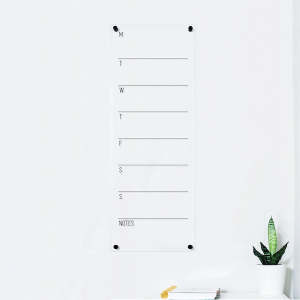 Wöchentlicher Acrylkalender, minimalistisches Trockenlöschbrett, Wochenplanerbrett, täglicher Acrylkalender, Tagesplaner, einfache Notizliste für die Wand