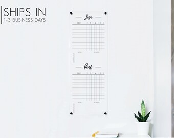 chore chart husband and wife Chore Chart for Kids , Acrylic Responsibility Chart , to do list for wall , Daily School Chart , Dry erase Daily and Weekly to do | Traeger