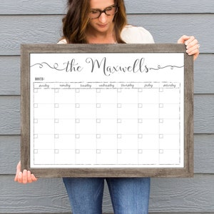 2024 Monthly Whiteboard calendar, Farmhouse calendar, menu planner,  framed wall calendar, dry erase reusable calendar, back to school