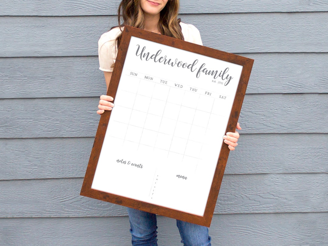 Whiteboard Wall Calendar Personalized for Your Family Dry Erase