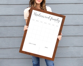 Whiteboard Wall Calendar Personalized for your Family | Dry erase calendar | customized gift |