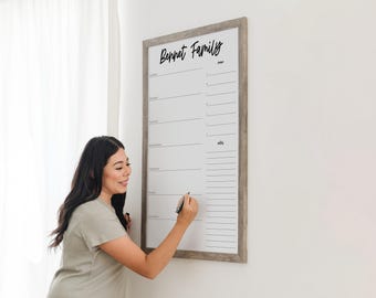 Framed Weekly Dry Erase Calendar: Modern Cursive Wall Planner