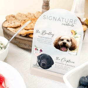 Custom Dog Cocktail Sign, Signature Drink Acrylic Menu Sign, Funny Wedding Bar Sign, Personalized Pet Cocktail Sign, Funny Bar Menu
