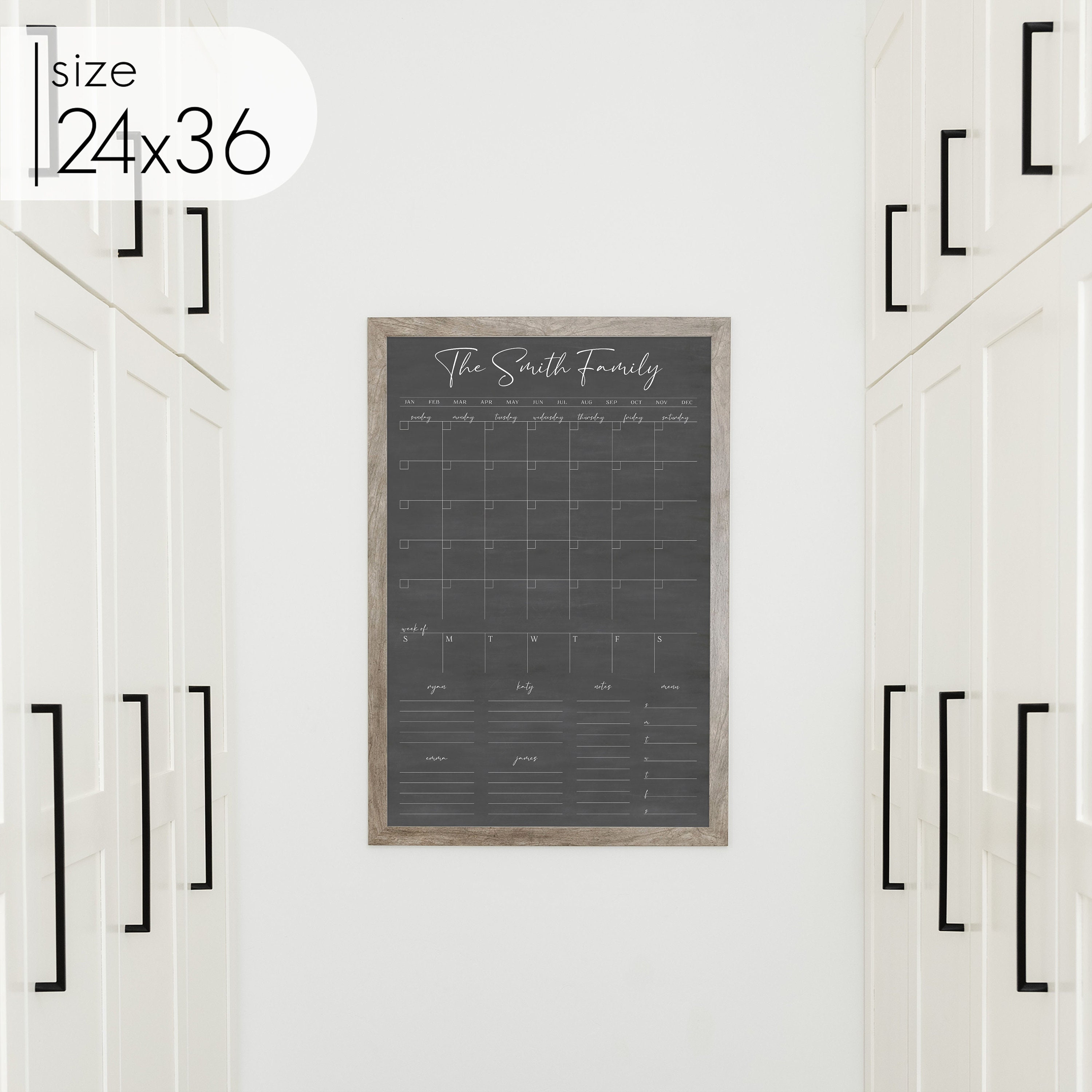 Large Framed Wall Calendar in Dryerase Chalkboard Etsy